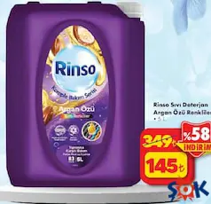 RİNSO SIVI DETERJAN ARGAN ÖZÜ RENKLİLER 5 L RİNSO SIVI DETERJAN ARGAN ÖZÜ RENKLİLER 5 L
